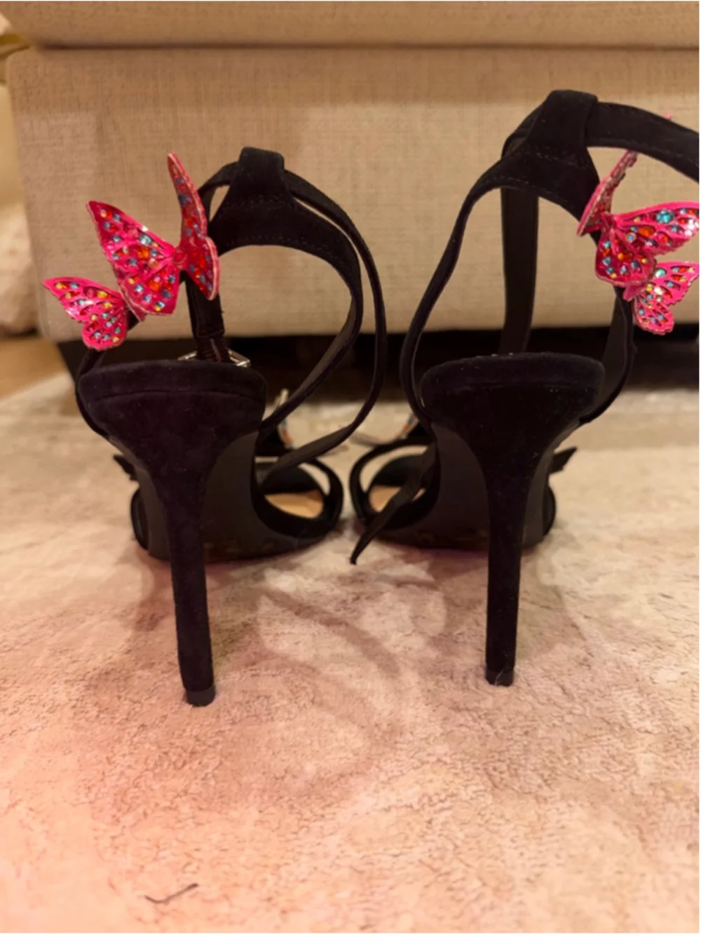 Gianni Bini Black Butterfly Embellished Heels Size 8 NWOT